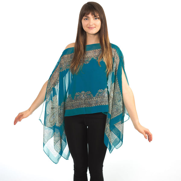 Paisley Chiffon Coverup/ Poncho/ Evening Wrap