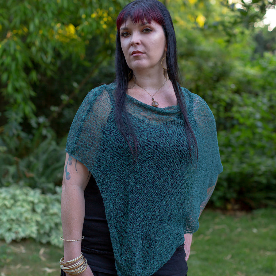 Forest Green Sweater Ponchos Women, Sheer Poncho, Sheer Plus Size Top, Plus Size Poncho, Mesh Sheer Top, Dressy Poncho, Beach Cover Up Plus Size