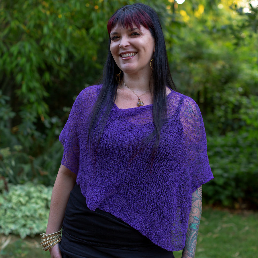 Purple Sweater Ponchos Women, Sheer Poncho, Sheer Plus Size Top, Plus Size Poncho, Mesh Sheer Top, Dressy Poncho, Beach Cover Up Plus Size
