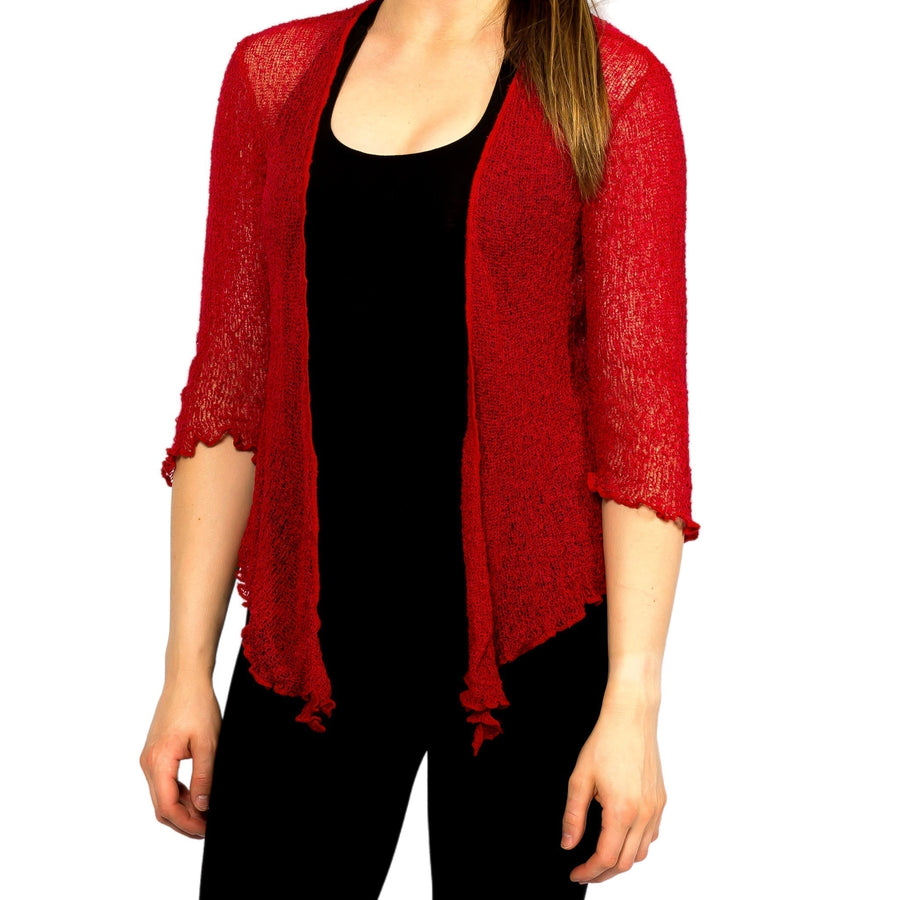 Garnet red  lightweight lace knit summer sweater cardigan