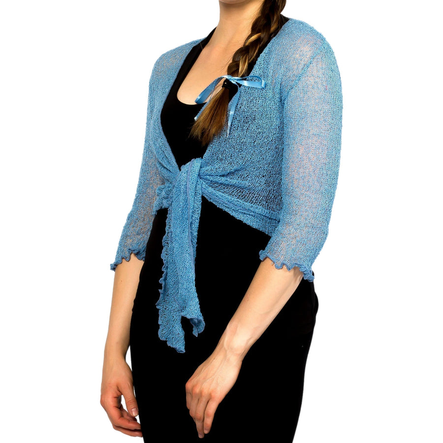 Periwinkle lightweight lace knit summer sweater cardigan
