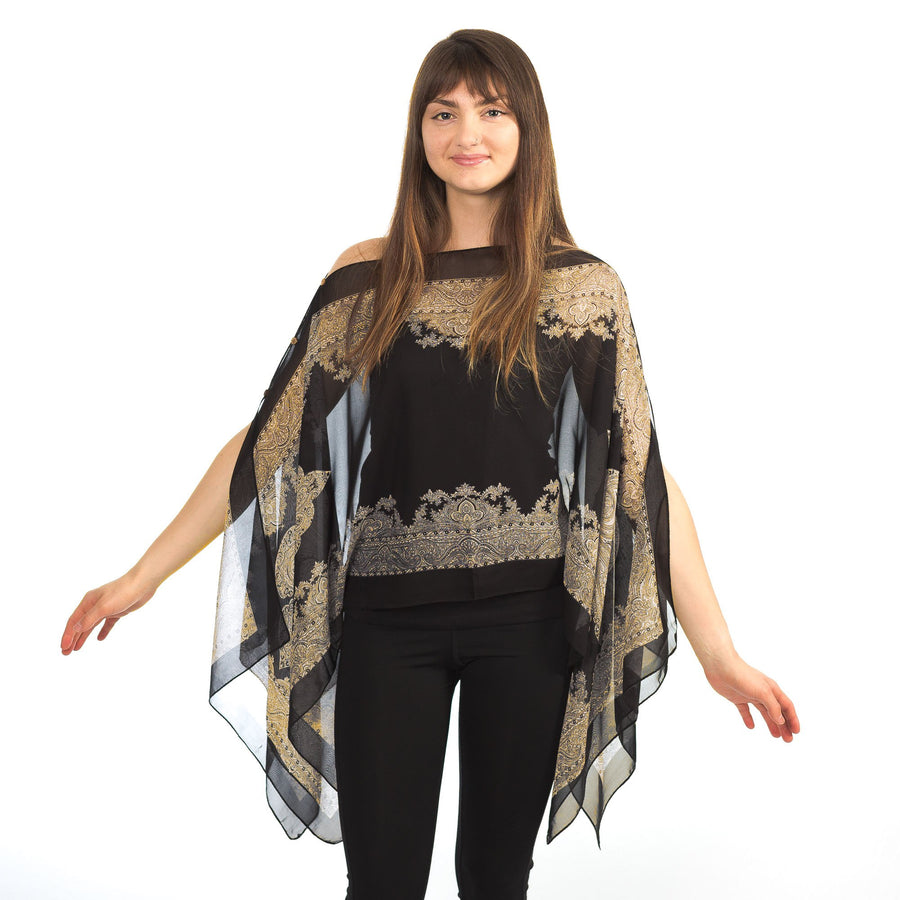 Paisley Chiffon Coverup/ Poncho/ Evening Wrap