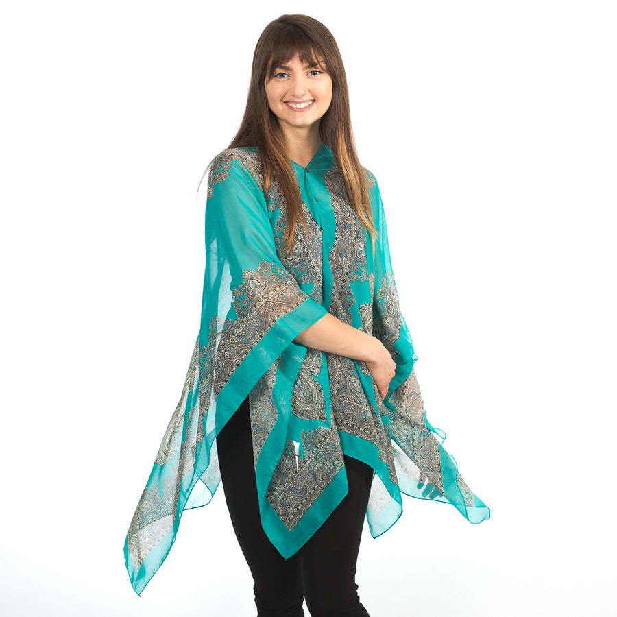 Paisley Chiffon Coverup/ Poncho/ Evening Wrap