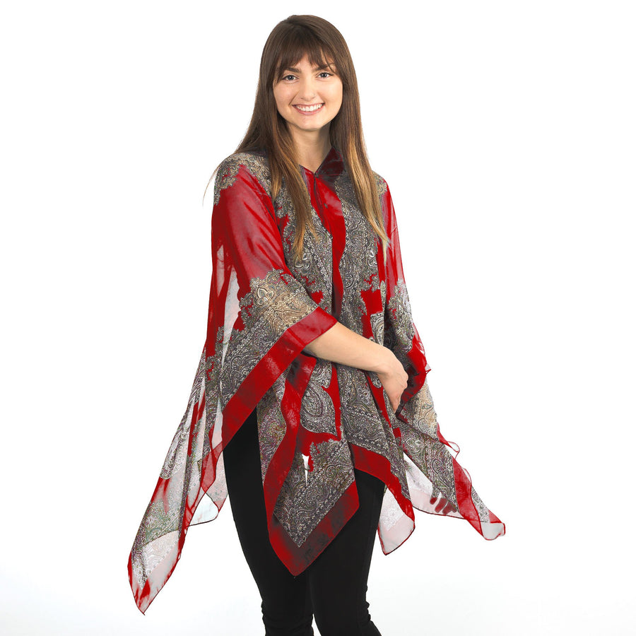 Paisley Chiffon Coverup/ Poncho/ Evening Wrap